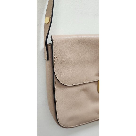 Marni Beige Leather Pushlock Saddle Shoulder Crossbody Bag Adjustable Strap - Picture 9 of 16